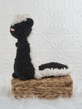 Handmade skunk crochet plushie shown from the front