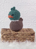 Handmade mallard rubber duck crochet plushie with duck-inspired details