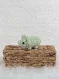 Handmade triceratops crochet plushie shown from the front