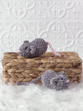 Handmade marnie the mouse crochet plushie shown from the front