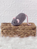 Handmade mouse crochet plushie shown from the front