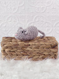 Handmade mouse crochet plushie shown from the front