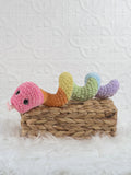 Handmade snake crochet plushie shown from the front