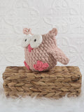 Handmade owl crochet plushie shown from the front