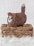 Handmade loaf cat crochet plushie with a rounded bread-loaf shape