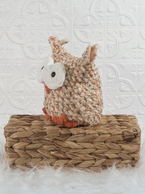 Handmade owl crochet plushie shown from the front