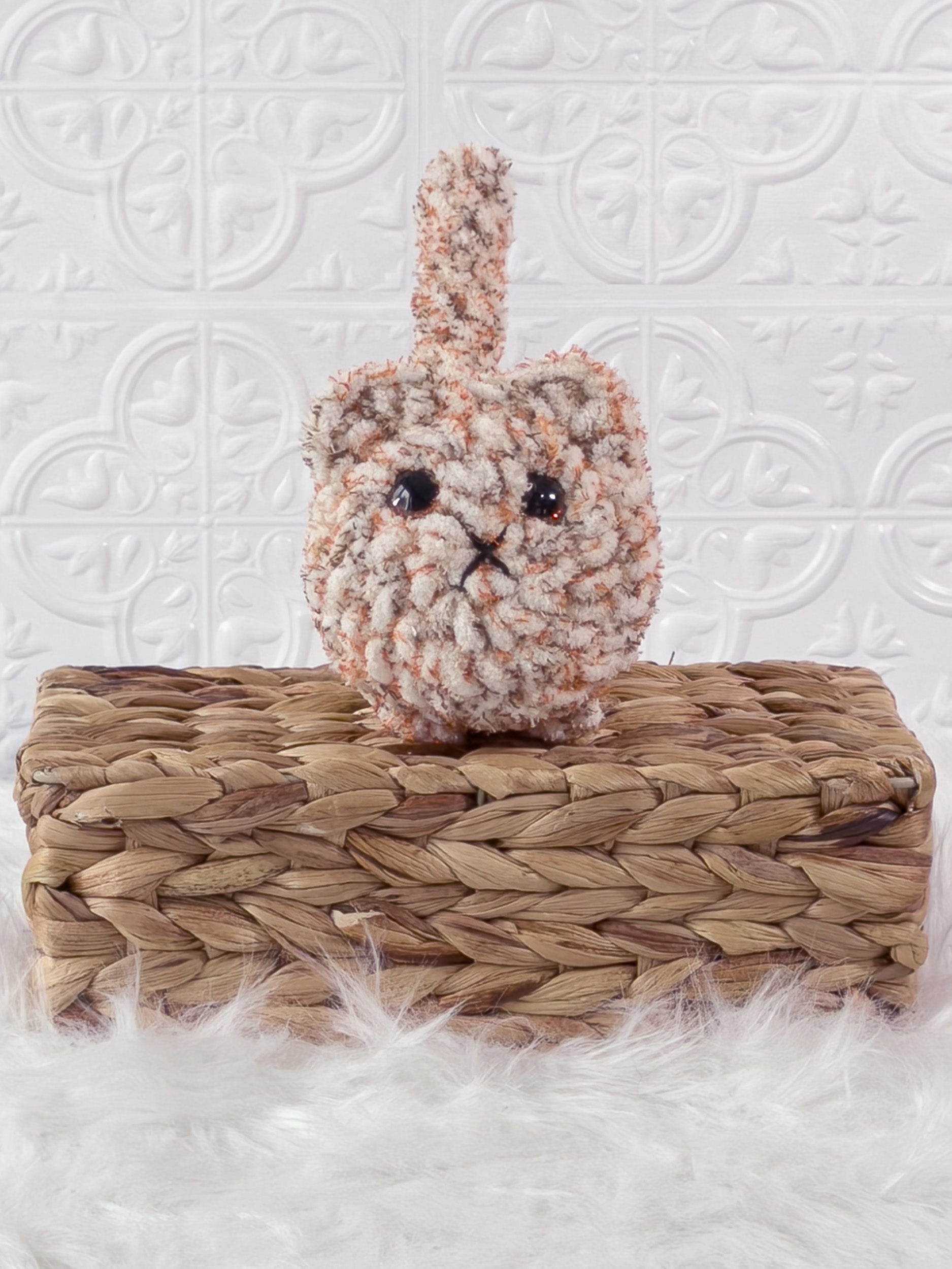 Handmade loaf cat crochet plushie with a rounded bread-loaf shape